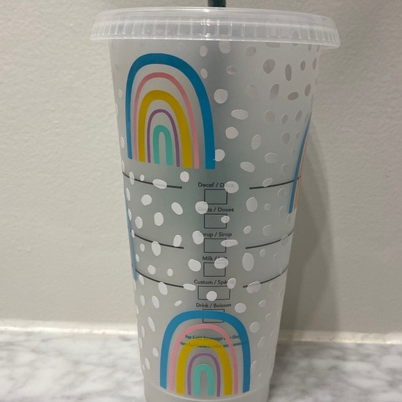 Rainbow polkadot Starbucks reusable cold cup - Picture 3 of 3
